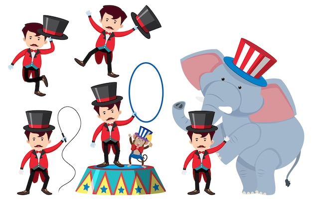 Set of circus cartoon character