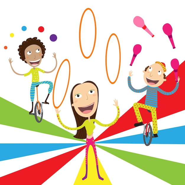 Vector set of circus equilibrists jugglers vector illustration