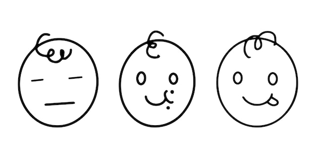 Set cirkel gezichtsuitdrukking doodle hand getekend met overzicht Gevoel van emotie