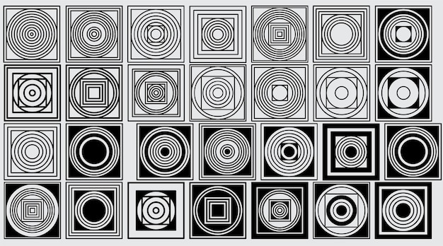 set cirkel patroon zwarte vector