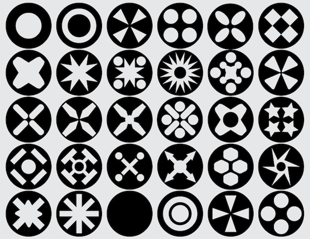 set cirkel symbolen zwarte vector