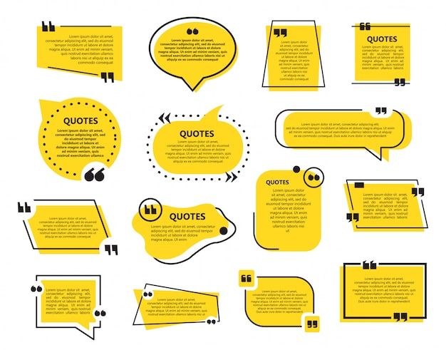 Vector set citaat bubbels sjabloon in een plat ontwerp