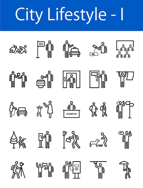 Vector set city lifestyle line icons