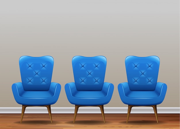 Vector a set of classic blue armchair