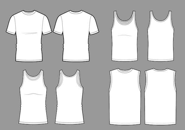 Vector set of classic man shirts black and white fashion sketch