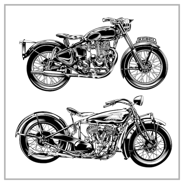 Vettore set grafica illustrazione moto d'epoca vol1