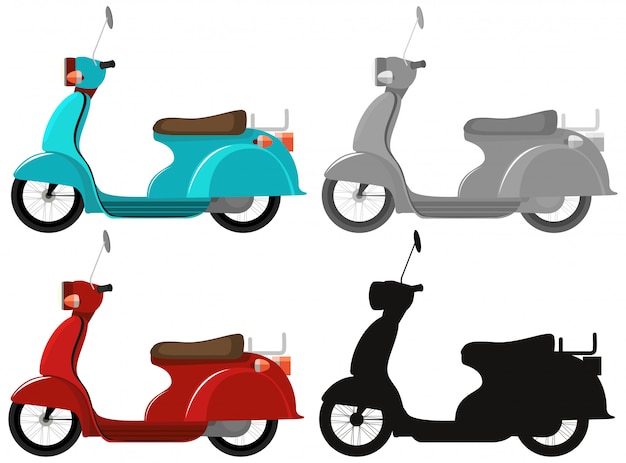 Vector set of classic scooter