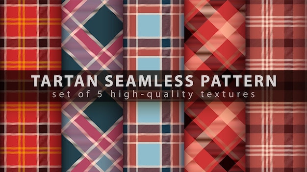 Set classic tartan seamless pattern