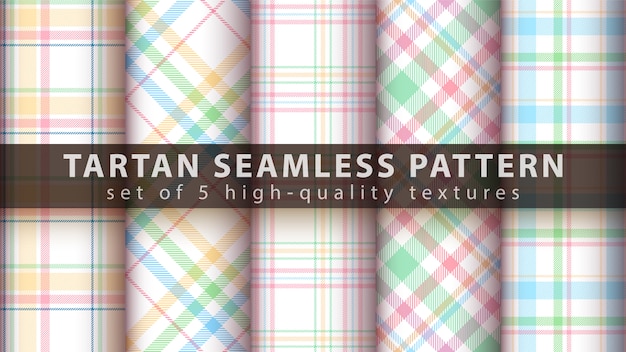 Set classic tartan seamless pattern