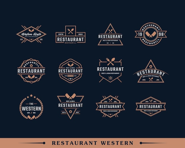 Set of classic vintage retro label badge for restaurant and cafe logo design inspiration