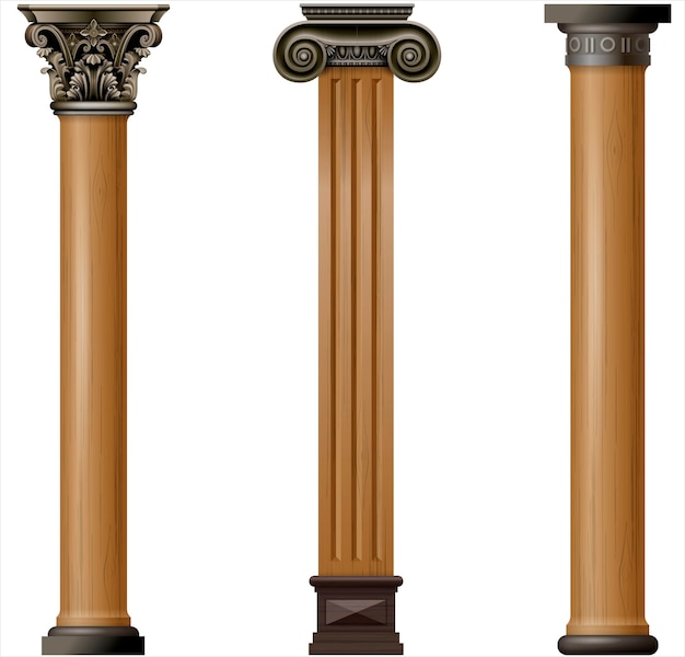 Set of  classic wood columns