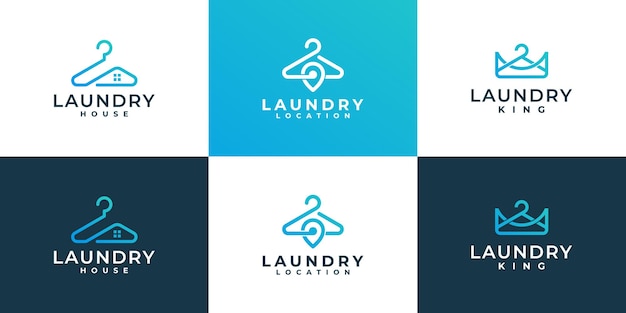 창의적인 조합이 있는 Clean Laundry 로고 디자인 컨셉 세트