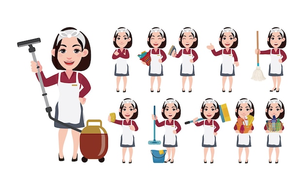 さまざまなポーズのクリーナーのセット