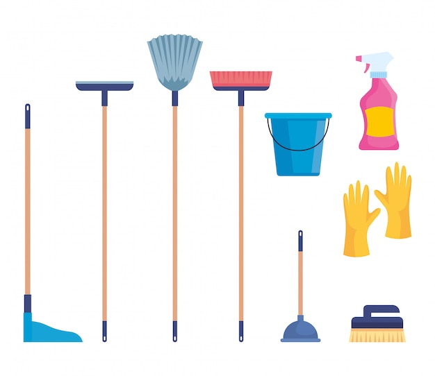 Premium Vector  Set of cleaning supplies isolated