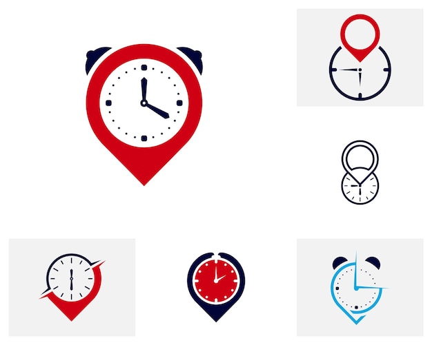 Set di vettore di concetto di design del logo clock point modello di logo del punto di gestione del tempo icona del concetto isolata su sfondo bianco simbolo del vettore