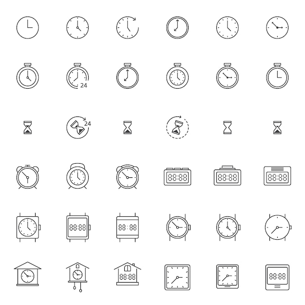 Vector set of clock and watch icon