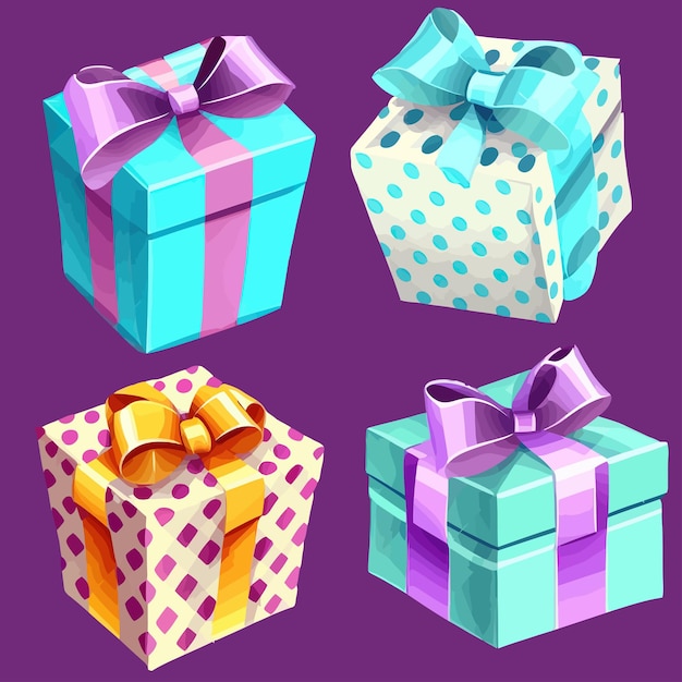 Set of closed gift boxes Isolated on background Vector illustration