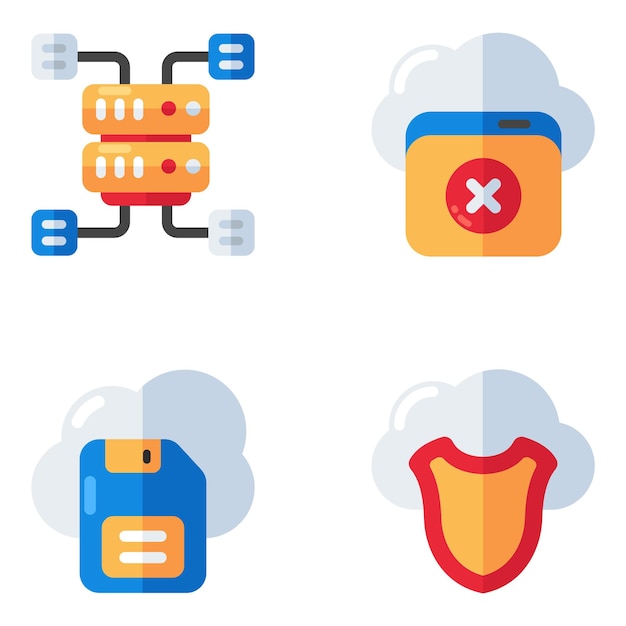 Set of Cloud Computing Flat Icons