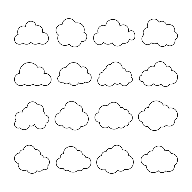 雲のライン アート ベクトルのセット