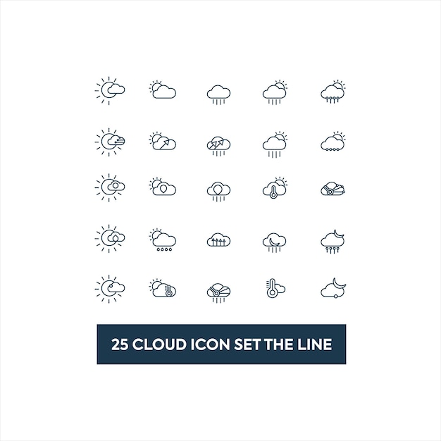 Vettore imposta l'illustrazione dell'icona di vettore del logo della nuvola