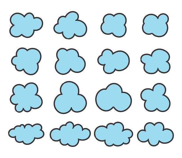 Set of clouds doodle art decoration vector illustration