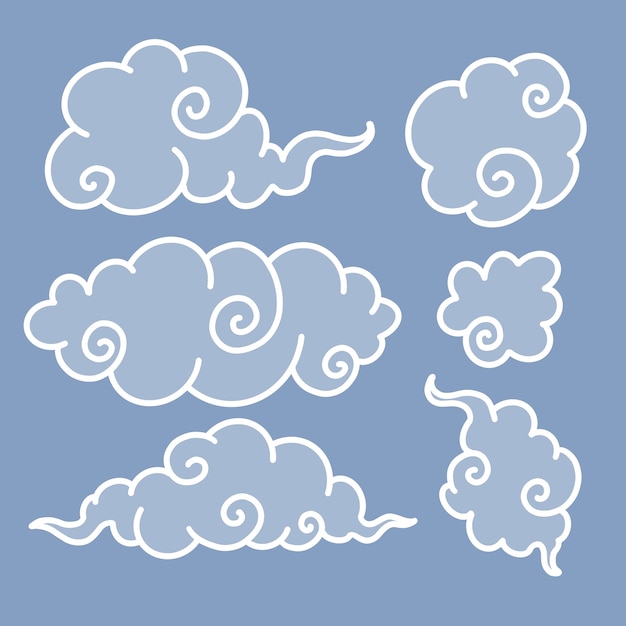 set of clouds, doodles