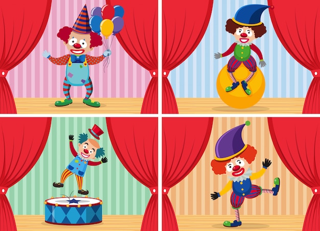 Set of clown on stage