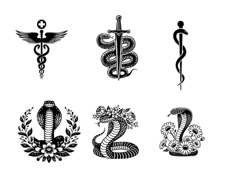 Vector set of cobra snake silhouette design king cobra vector illustration