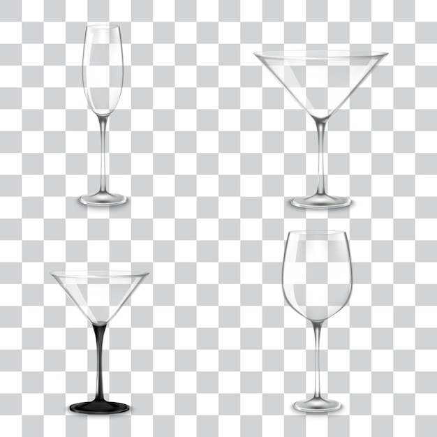 Set of cocktail glasses for alcohol