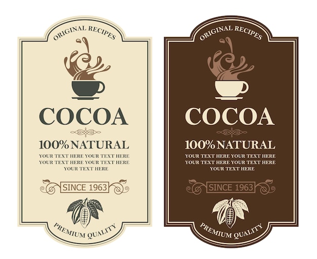 set of cocoa labels