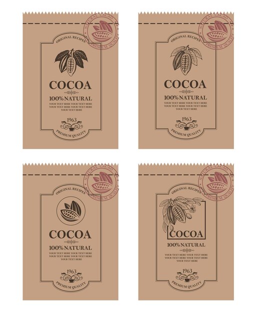 Set di etichette di cacao