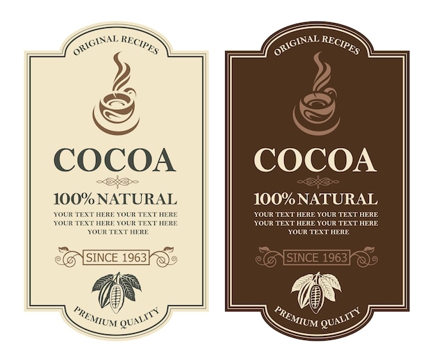 Set of cocoa labels