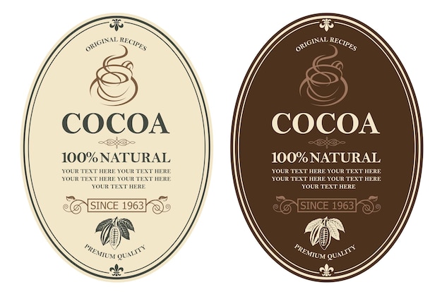 set of cocoa labels