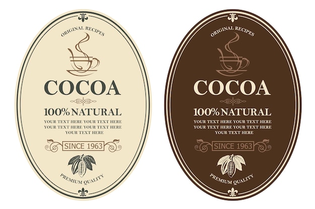 set of cocoa labels