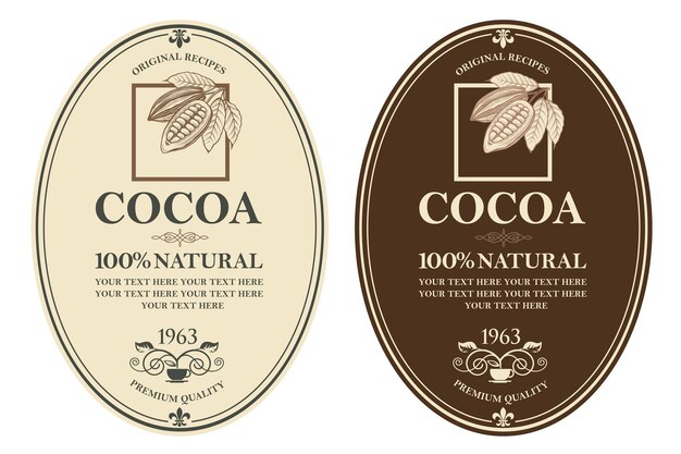 set of cocoa labels