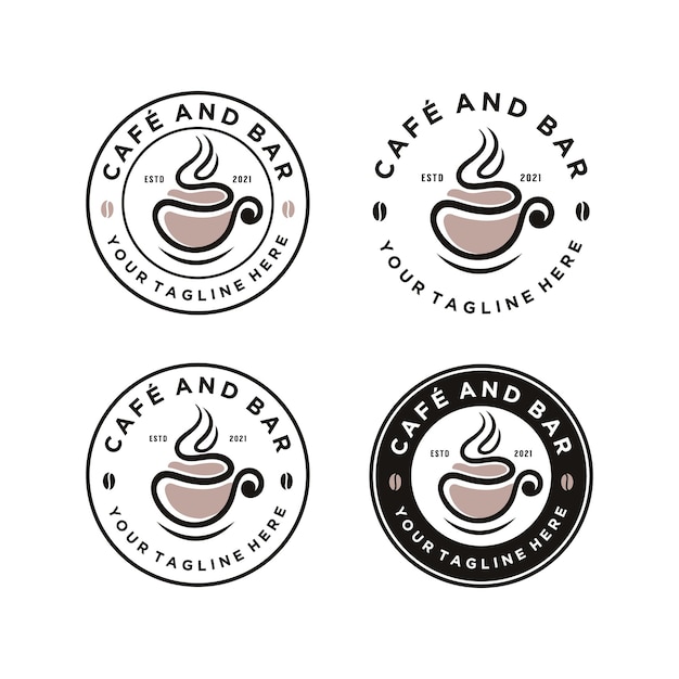 Set of coffee cafe logo badge emblem label design template