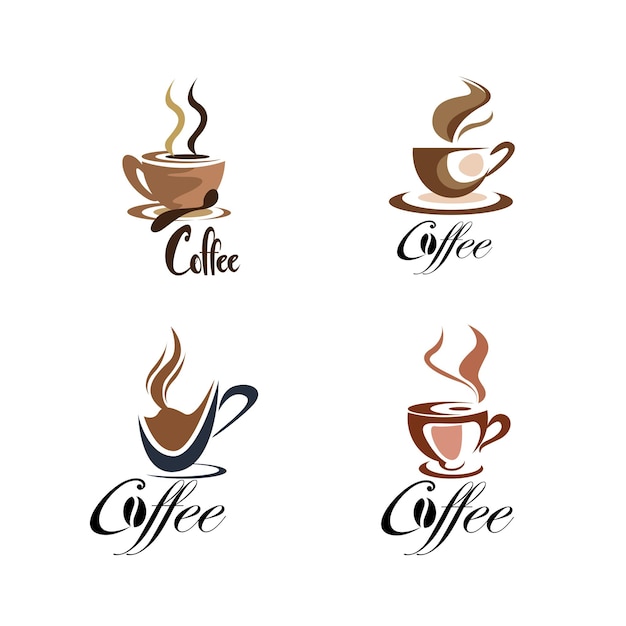 Set di design del logo della tazza di caffè