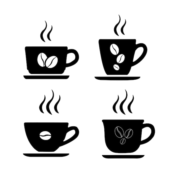 Vector set of coffee cup vector icon elements with coffee bean