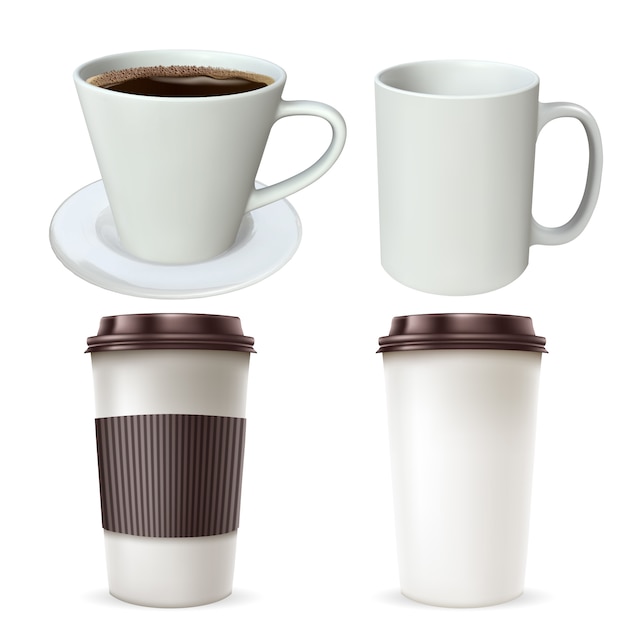 Vector set of coffee cups