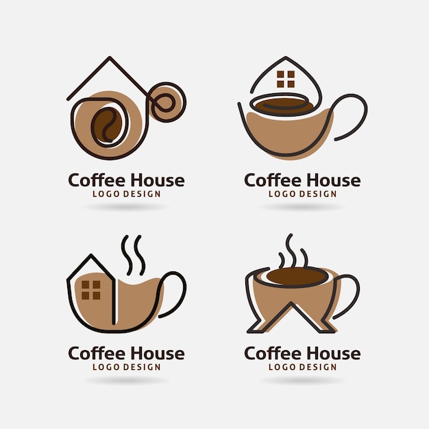 Set di design del logo della caffetteria