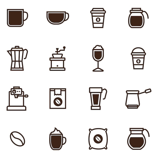 Vector set of coffee icons coffee symbol related vector illustration