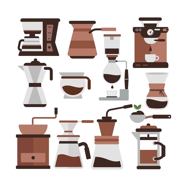 Set of coffee maker vector collection coffee maker appliances vector illustrations