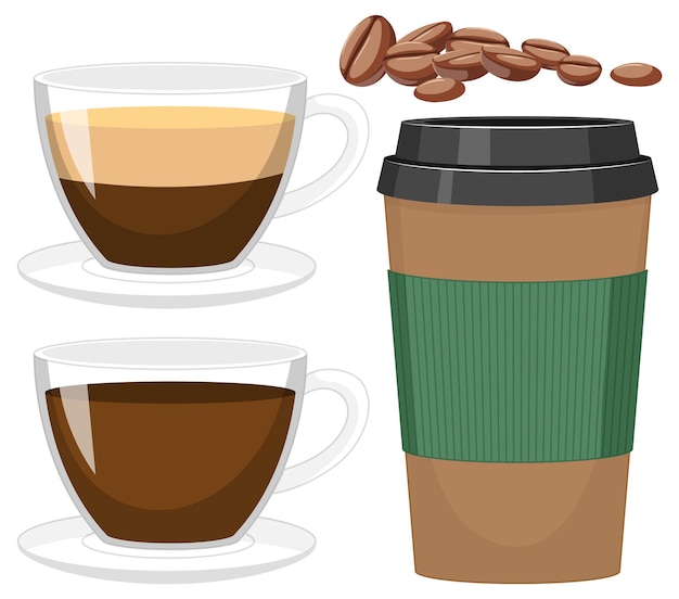 Vector set of coffee object isolated