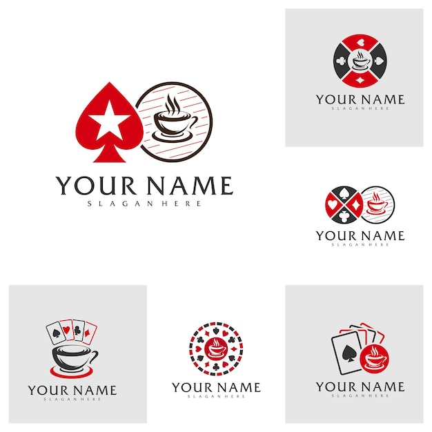 Set of Coffee Poker logo vector template Creative Poker logo design concepts