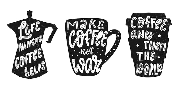 Vector set of coffee quotes for prints and posters