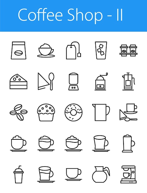 Vector set coffee shop line icons