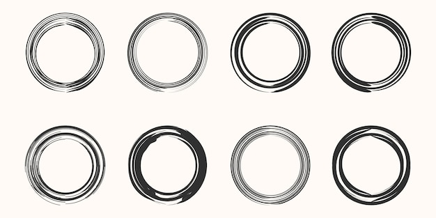 Набор векторной формы кольца пятна кофе - марки круг - мазок круглой кистью - значок, дизайн логотипа.