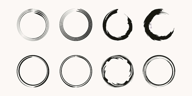 Vector set of coffee stain ring vector shape  circle stamps  round brush stroke  icon logo design