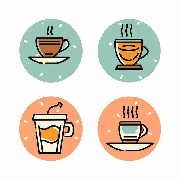 Vector set of coffee and tea on a white background