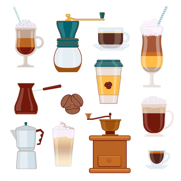 Set of Coffee Types and Coffee Accessories